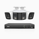 HDCK680 - 4 Channel PoE NVR Security System with Two 4K Cameras & One 6MP Dual Lens Panoramic Camera (180° Ultra Wide Angle), Human & Vehicle Detection, Built-in Microphone, Two-Way Audio